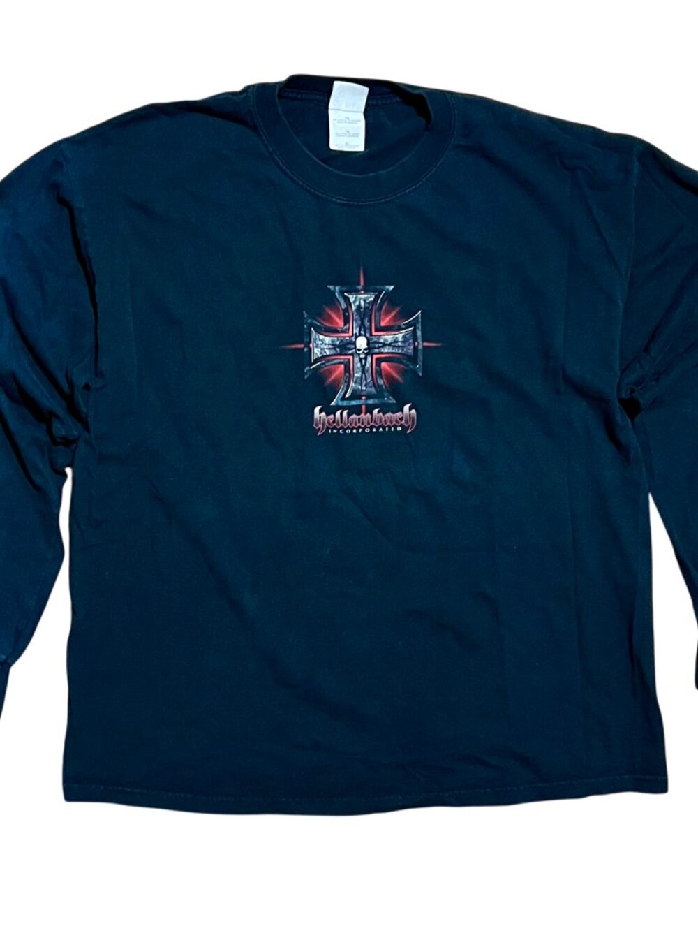 Hellanbach Incorporated Y2K Motorcycle Iron Cross Long Sleeve Shirt, Men's XL